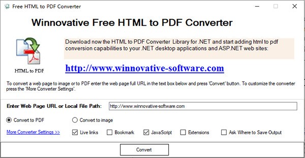Winnovative Free HTML to PDF Converter(文件格式转换工具)