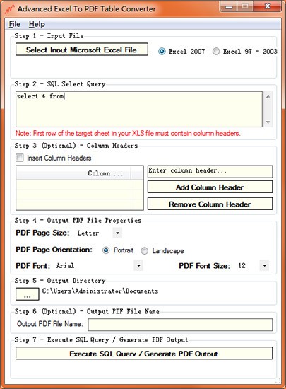 Advanced Excel To PDF Table Converter(文件转换工具)