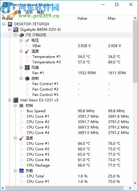 Open Hardware Monitor中文版(电脑硬件检测工具)